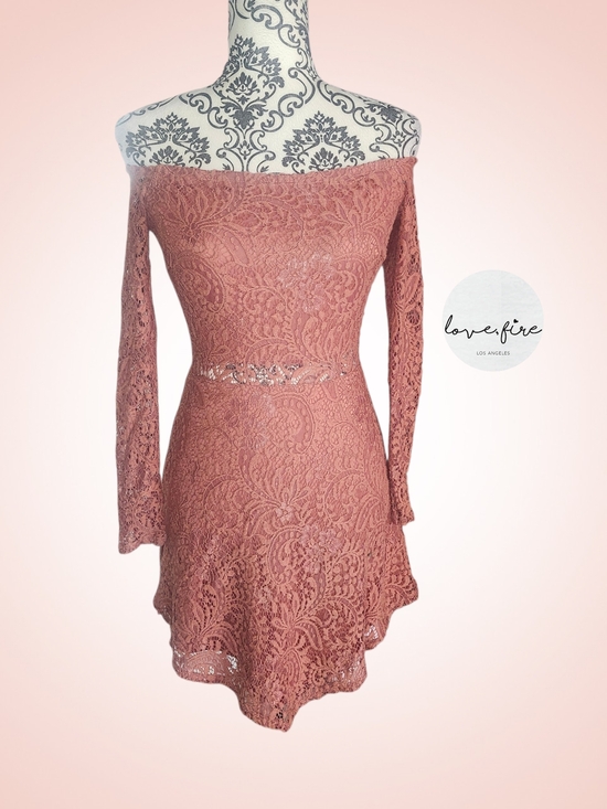 love, Fire Dresses & Skirts - LOVE, FIRE Off-Shoulder Burnt Rose Lace Dress - Small